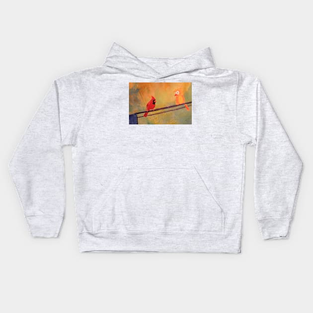 Two Birds on a Wire Kids Hoodie by Amber's Dreams